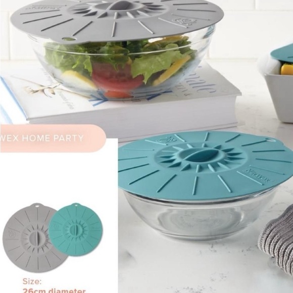 Norwex Round Silicone Lids. Set of 2. Reusable, oven, fridge, microwave safe - Picture 2 of 5